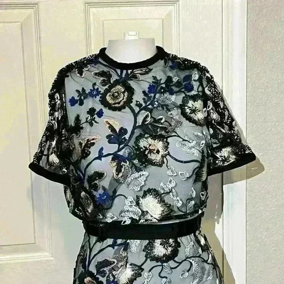 Self-Portrait Womens Florentine Embroidered Mesh Lace Floral Mini Dress US 2 - Picture 7 of 16